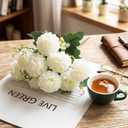 Yinder 6 Pcs White Hydrangea Artificial Flowers 13.8” Silk Fake Bouquet Floral Realistic Hydrangea with Stem for Wedding Arrangement Baby Shower Table Centerpiece Home Garden Vase Party Office Decor