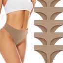 voenxe Seamless Womens Thong Underwear,High Waisted Tanga Woman No Show Panties,Breathable Workout Comfortable Undies,5 Pack (Small, Nude)