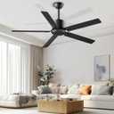 Obabala Ceiling Fans With Remote 42 Inch Black Ceiling Fan No Light 6 Speeds Reversible Timing Noiseless Modern Ceiling Fan Without Lights For Bedroom Kitchen Indoor Outdoor (Black)