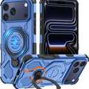 Magnetic for iPhone 17 Pro Max 6.9" Case, Compatible with MagSafe, Full Body Rugged Case with Upgraded 360° Spin Magnetic Invisible Ring Stand & Kickstand (Blue)