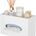 White Acrylic Tissue Box Cover Rectangular,Acrylic Tissue Dispenser with Storage Tray for Bathroom Kitchen Home Office(White, 9.85x4.5x6.3)