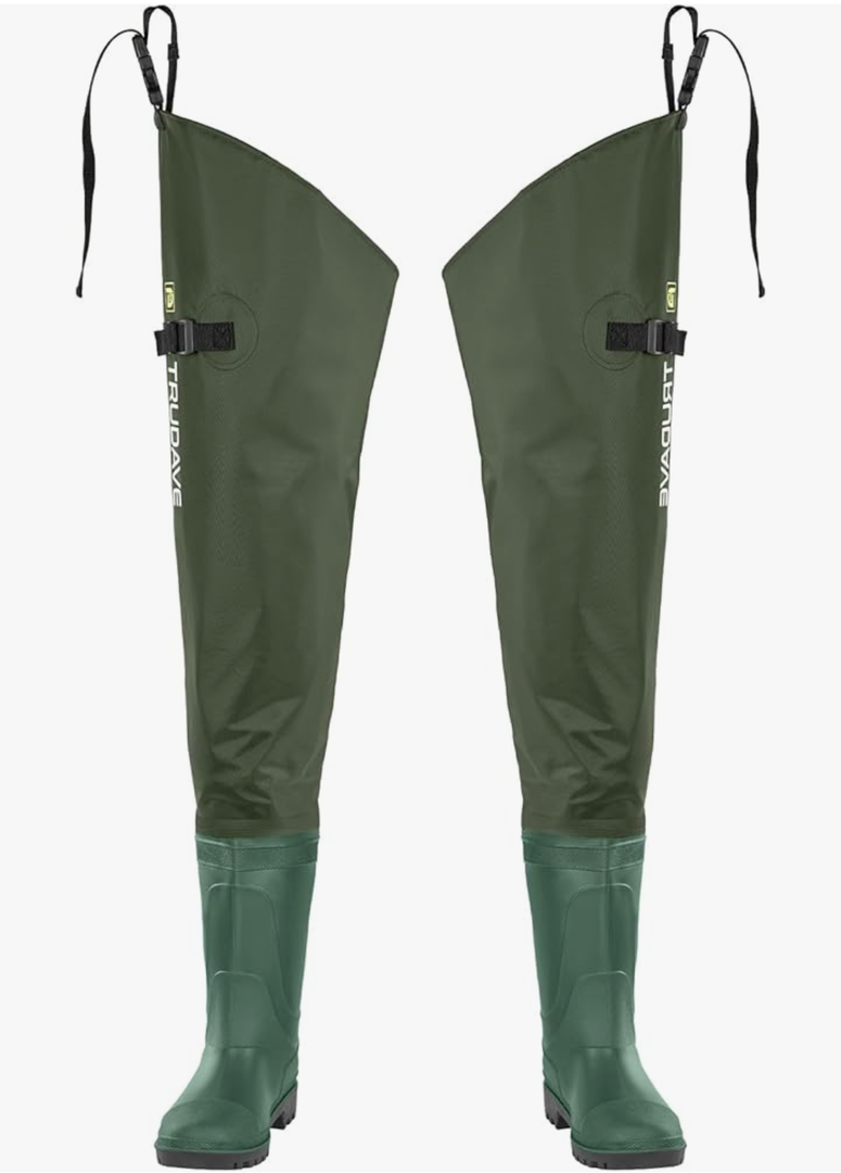 Fishing Hip Waders for Men Women with Boots Waterproof Lightweight 2-Ply PVC/ Nylon Bootfoot Cleated Hip Boots Wader for Fishing Hunting (Green, 9)
