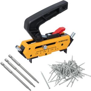 POWERTEC 72482 Edge Deck Screw Jig with 3 Board Spacing Options, T15 Torx Bits, and Deck Screws No.10 x 2-3/8", Hidden Fastener Deck Tool for Wood & Composite Decking
