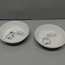 HAPPY KIT 2pcs Little Cat Bowls,5Inch Cat Food Bowl for Indoor Cats,Cute Kittens Plate/Dish/Dishes Set with Non-Slip Relief of Whisker Fatigue for Kitten - Microwave and Dishwasher Safe