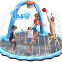90.5'' Splash Pad, Non-Slip Sprinkler Mat with Basketball Hoop and Arch for Kids Outdoor Play, Shoot Game for Backyard, Inflatable Water Toys More Fun for Boys and Girls