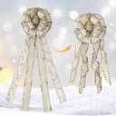 Christams Tree Topper Bow, Large Champagne Gold Bows Burlap Decorative Bows for Xmas Holiday Thanksgiving Indoor Outdoor Ornament Gift Bow