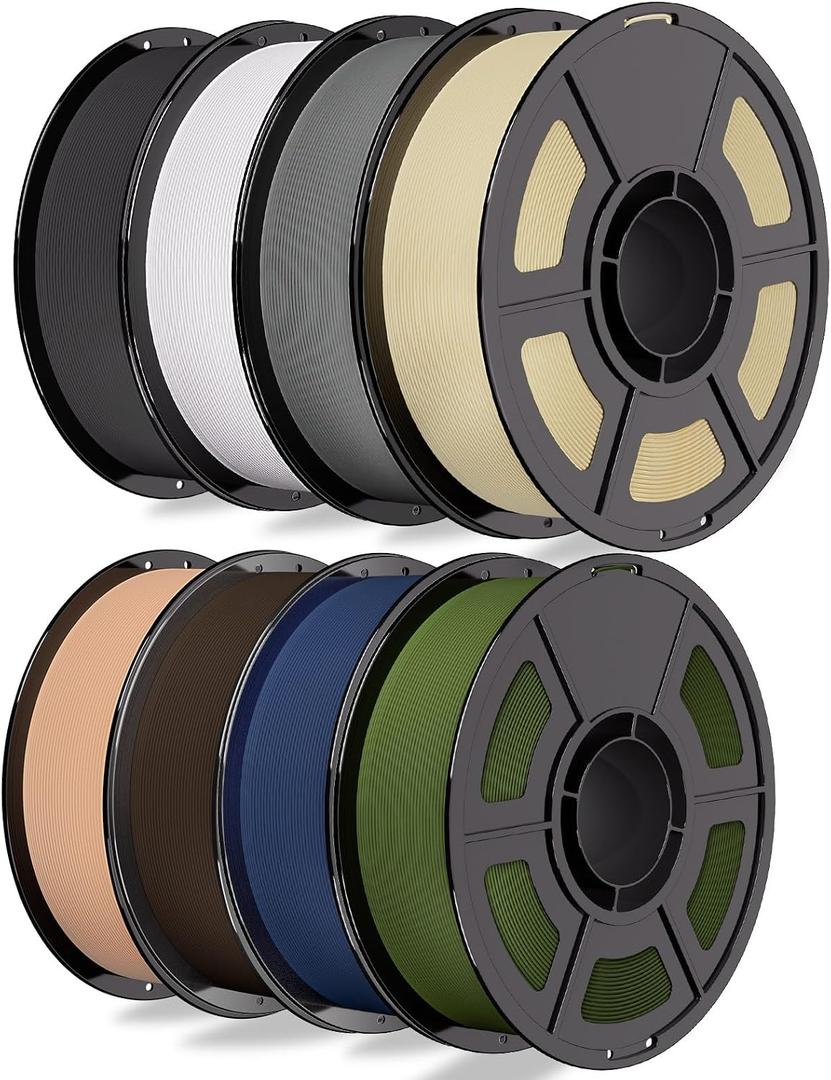 iSANMATE 250g Matte PLA Filament Bundle 1.75mm, 8 Colors 3D Printer Filaments Dimensional Accuracy +/- 0.02mm, 8 Pack 250g Spool, Black/White/Grey/Beige/Skin/Chocolate/Navy Blue/Army Green