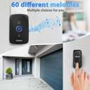 KERUI Wireless Doorbell Door Bell Chime 5 Volume Levels 60 Chimes Door Bells 1000ft Long Range Doorbell Kit with LED Flashing (Black)