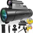 Monocular Telescope with Lights HD Monoculars 80x100 for Adults High Powered Monocular for Hunting with Smartphone Holder & Tripod, Handheld Telescope Suitable for Bird Watching Stargazing-Black
