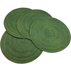 Red-A, Placemats, Round Placemats for Dining Table Set of 4 Woven Heat Resistant Non-Slip Kitchen Table Mats Diameter 14 Inch (Hunter Green)