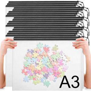 20pcs Mesh Zipper Pouch Bags A4 Mesh Bags for Classroom Organization, Waterproof Document Zipper Pouches for Cosmetics, Travel Storage File Bags for Office Supplie (Black-A3-20PCS)