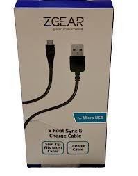 Z GEAR 4 Foot Sync & Charge Cable. For Micro USB