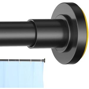 CorkLatta Black Shower Curtain Rod 31 to 80 Inch,1 Inch Diameter Adjustable Spring Tension Stainless Steel Telescoping Rod,Easy Install, No Rust