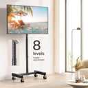 Perlegear Rolling TV Stand, Mobile TV Stand on Wheels for 13-50 inch TVs with Height Adjustment & 30 Tilt, Portable TV Cart with Wheels Holds 44lbs, Max VESA 200x200mm for Living Room, Bedroom
