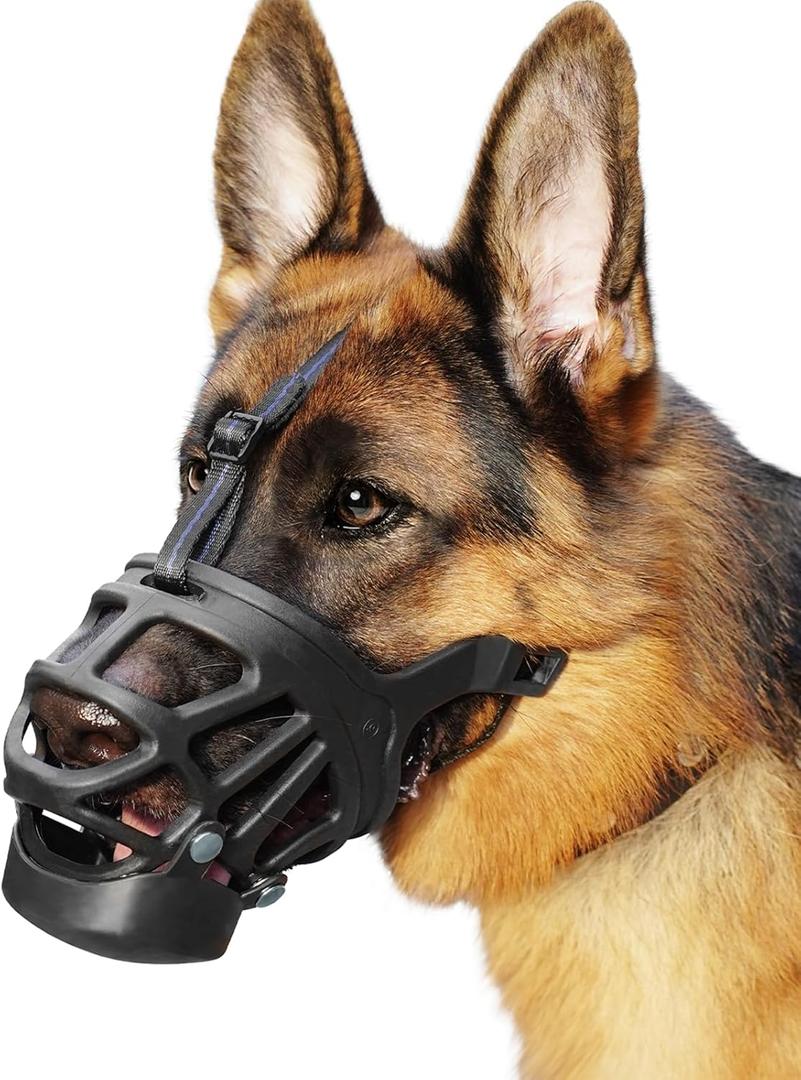 BARKLESS Basket Muzzle for Dogs, Humane Muzzle to Prevent Biting and Scavenging, Snap-on Treat Cover Helps Dog Acclimatize Mouth Cover, Adjustable Cage Muzzle for Positive Training (XS, Black)