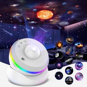 Meteor Galaxy Projector, 13 in 1 Planetarium Star Projector Realistic Starry Sky Night Light with Solar System Constellation Moon for Kids Adults Bedroom Ceiling Home Theater Living Room Decor (White)