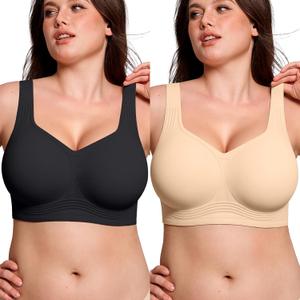 ProKloud Jelly Bras for Women No Underwire Wireless Bra with Support and Lift Full Coverage Plus Size Comfy Seamless Bra Large