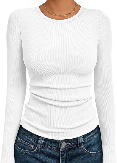 Womens Long Sleeve, White Size L