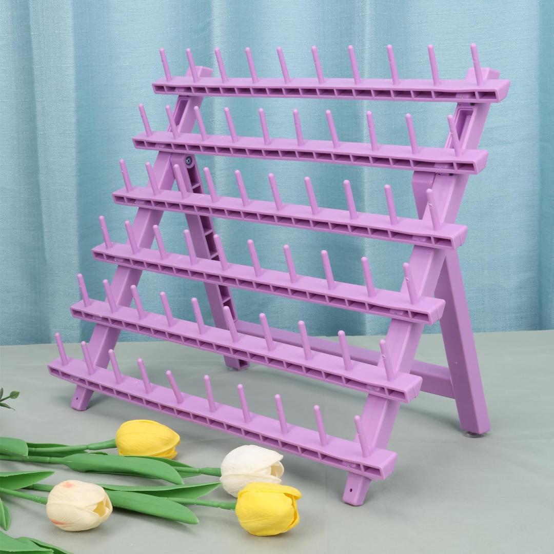 Braid Rack 60 Spools for Hair Standing Braid Hair Extension Rack Stand, Hair Separator Stand Hair Extension Holder for Stylists (Light porple)