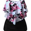 Swimsuit for Women Ruffle Swimwear Top Teen Girl Bathing Suit High Waisted Tummy Control Shorts Cute Summer Swim Suits M