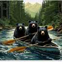Woodland Canoeing Bears Lake, 24 x 30 Inch Canvas Wall Art