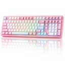 YUNZII AL98 QMK/VIA Wireless Mechanical Gaming Keyboard,Full Aluminum,BT/2.4G/USB-C, Pre-Lubed Hot Swappable Gasket Mount 1800 Layout, RGB Backlit for Win/Mac (Pink, Cocoa Cream V2 Switch)