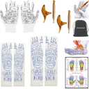 Reflexology Socks With Tools and Gloves, Massage Socks With Trigger Point, Foot Massager, Suitable for Men and Women, Value-Pack Set With 2 Pairs, 2 Set Massage Tool, 1 Pair Glove