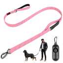 Heavy Duty Dog Leash, Laqibak Double-Sided Reflective Double Handle Dog Leash - Double-Layer Thickening, Lockable Safety Carabiner Design, 6 FT Perfect for Medium & Large Dogs Joyful Strolls, Pink