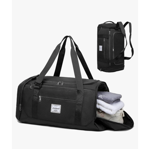 Laripwit Gym Bags for Men, 40L Medium Sports Travel Duffel Bag with Shoe Compartment & Wet Pocket Lightweight Gym Duffle Bag Backpack Multipurpose Weekender Overnight Backpack for Women, Black