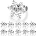 Boao 16 Pieces Christmas Snowflakes Napkin Rings Silver Rhinestone Ring Decor Metal Snowflake Holder Table Snowflake Napkin Setting for Christmas Halloween Thanksgiving Wedding Party