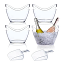 Beverage Tubs for Parties Plastic Ice Bucket for Cocktail Bar Clear Acrylic Bucket with Scoops Drink Bucket Cooler for Chiller Bin for Champagne or Beer (4 L)