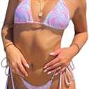 Women Y2k String Bikini Sets Two Piece Aesthetic Bathing Suits Summer Halter Neck Triangle Thong Swimwear, Small