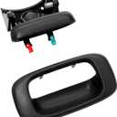 Gledewen Tailgate Handle Latch and Bezel Trim with Rod Clips | for 1999-2007 Chevy Silverado GMC Sierra 1500 2500 3500 | Replaces# 15997911, 15228539, 15228541, 15228540 (Black)