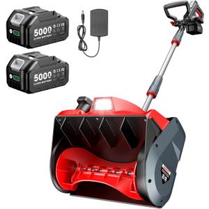 Cordless Snow Blower, Electric Snow Shovel with Total 2 x 5.0 Ah Batteries and Charger, Battery Powered Snow Thrower with LED, 23 Ft Distance with Directional Plate for Driveway, Step, Patio, Sidewalk