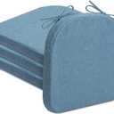 Chair Cushions Set of 4 or 6 Thick Foam Seat Pad Chair Cushion 17"x16" with Ties and Removable Washable Cover for Dining Chairs, Office | Hardwood | Metal Chairs (4, Light Blue)