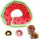 Soft Dog Cone, Lightweight Elizabethan Collar for Dogs, Adjustable Soft Cones for Dogs/Cats to Stop Licking After Surgery, Cute Watermelon Cone of Shame Alternatives for Pets (X-Small) (X-Small (Neck:5.5-7'' Puppy/Kitten))
