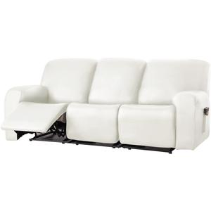vctops 8 Pieces Waterproof Faux PU Leather Recliner Sofa Covers Stretch Soft 3 Seats Couch Cover Anti-Slip Sofa Slipcover Furniture Protector with Elastic Bottom for Kids Pet(White,3 Seat)