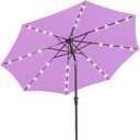 JEAREY 9FT Outdoor Patio Umbrella with Solar Lights, LED Lighted Pool Umbrella with Tilt and Crank, Outdoor Table Umbrellas for Deck, Yard & Market (Taro Purple)