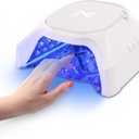 M - GlowPro Professional Hybrid 86W Wireless Rechargeable UV LED Nail Curing Lamp Cordless Nail Dryer for Gel Nails, Manicure, Pedicure (White)