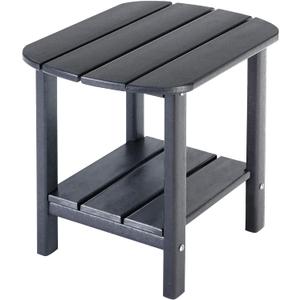 LZRS Double Adirondack Side Table, Outdoor Side Tables, End Tables for Patio, Backyard,Pool, Indoor Companion, Easy Maintenance & Weather Resistant(Grey)