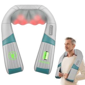 Snailax Cordless Neck Massager with Heat, Rechargeable Shiatsu Neck Back Massager for Pain Relief Deep Tissue, 4D Knead Shoulder Massager Pillow, with Portable Carry Bag, Gifts/Presents for Mom, Dad