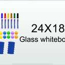 H-Qprobd White Board 24x18 Magnet Dry Erase Boards Frameless Magnetic Glass Whiteboard for Wall, Wall Mounted Whiteboard Includes 12 Magnets, 8 Markers and 2 Erasers