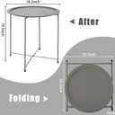 Garden 4 you Folding Tray Metal Side Table 2PC Grey Round End Table Cyan Sofa Small Accent Fold-able Table, Round End Table Tray, Next to Sofa Table, Snack Table for Living Room and Bed Room