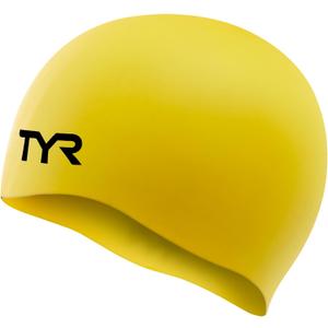TYR Adult Wrinkle Free Silicone Swim Cap for Drag Reduction and Hair Protection (Yellow)