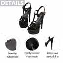 Womens Platform T-Strap High Stiletto Heel Sandals Fashion Slingback Round Peep Toe Thick Sole High Heels With Adjustable Ankle Strap Buckle For Party Prom 38