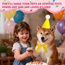 2 x 12pcs Mini Party Hat & Bow Tie Set, Assorted Color Matching Hats with Bow Ties for Dog Cat Rabbit Stuffed Animals, Birthday Costume Decorations for Puppies Kittens