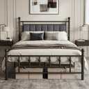 Full Bed Frame with Headboard, Velvet Upholstered Platform Bed Frame Full Size, Heavy Duty 13 Metal Slats Support, 14" Underbed Storage, No Box Spring Needed, Noise Free