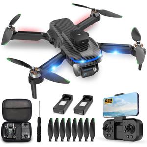 MSMV High-Resolution 4K HD Camera Drone, Wireless RC Toys for Boys Girls, One Button Return, Emergency Stop, Headless Mode, 360 Flips, 2 Batteries & Carrying Case for Kids Adults Beginners, Black