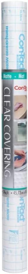 Con-Tact Brand Creative Clear Covering, Versatile and Self-Adhesive Shelf Liner, Ideal Privacy Film, Protective Clear Vinyl, 18'' x 16', Matte