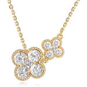 Gold Necklace for Women Birthstone Necklace for Women 14K Gold Plated Dainty Four Leaf Clover Cubic Zirconia Pendant Flower Necklace Gold Jewelry Gift for Women